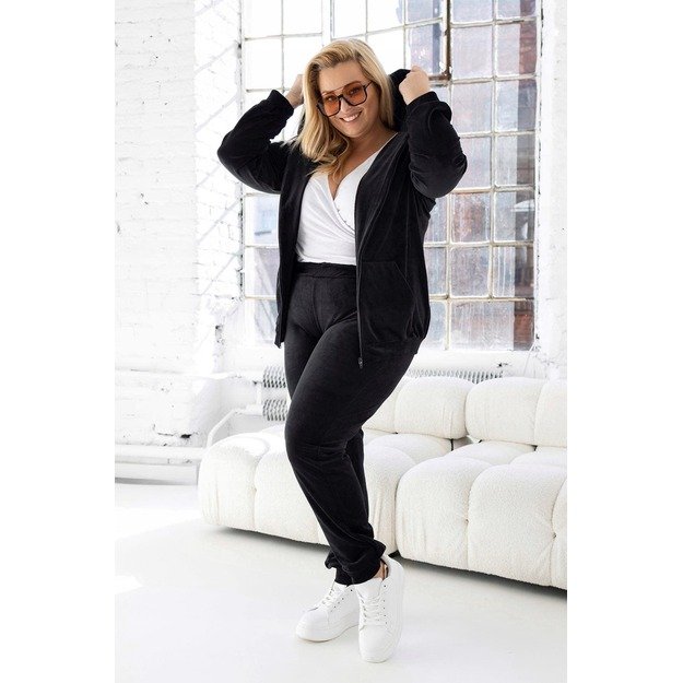 Soft veliuro komplektas Zip-up PLUS  SIZE - juodas