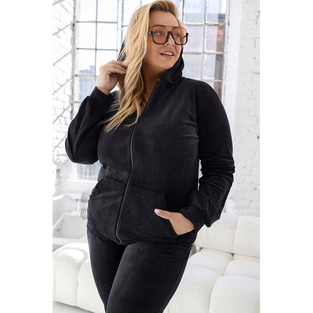 Soft veliuro komplektas Zip-up PLUS  SIZE - juodas