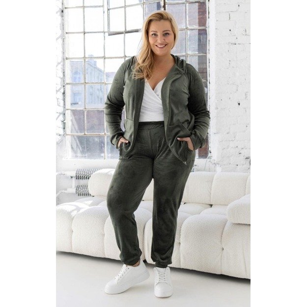 Soft veliuro komplektas Zip-up PLUS  SIZE - chaki